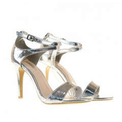 Sandale argintii cu toc subtire