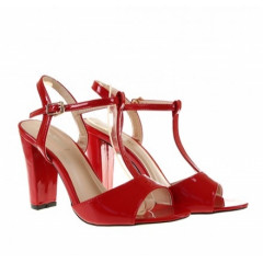 Sandale rosii cu toc gros