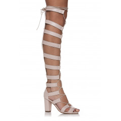 Sandale roz gladiator din piele naturala