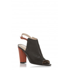 Sandale cu toc gros din piele naturala
