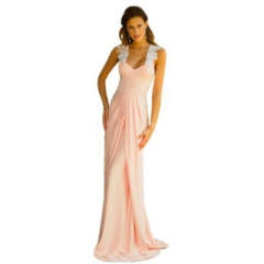 Rochie de ocazie lunga in culoarea piersicii