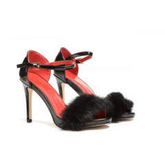 Sandale Jokei Negre Cu Puf