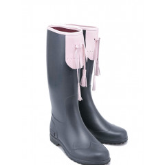 Cizme de cauciuc gri inchis si roz cu ciucuri Novesta Adleta
