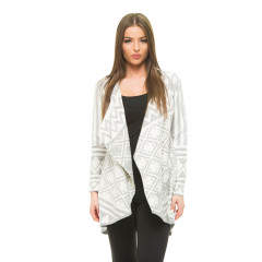 Cardigan dama tricotat asimetric MissQ Great Advance Grey
