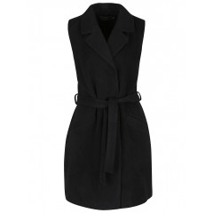Vesta lunga neagra cu cordon