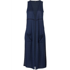 Vesta lunga cu buzunare bleumarin