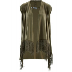 Vesta kaki cu franjuri