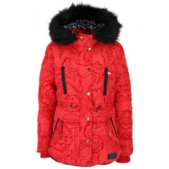 Geaca de iarna rosie cu model floral