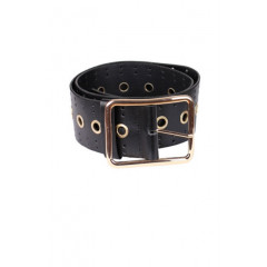Curea neagra cu aplicatii metalice aurii si catarama