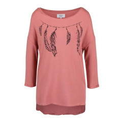 Hanorac roz asimetric cu imprimeu