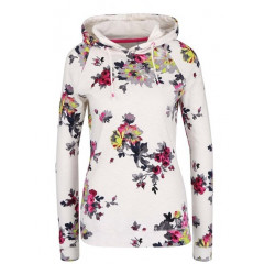 Hanorac alb cu imprimeu floral si gluga