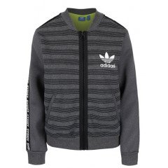 Hanorac gri cu dungi si fermoar