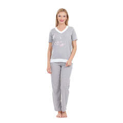 Pijama gri din bumbac