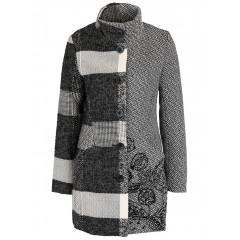 Palton gri din stofa Desigual Ibiza