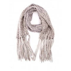 Fular de dama albastru cu bej si franjuri