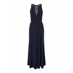 Rochie de seara eleganta, de culoare bleumarin, cu paiete si margelute