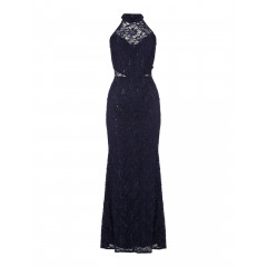 Rochie lunga rafinata, din dantela bleumarin, cu paiete delicate