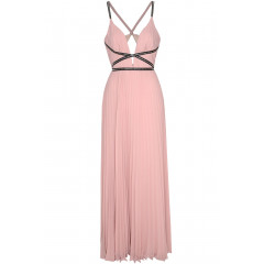 Rochie eleganta, de culoare roz, cu model plisat