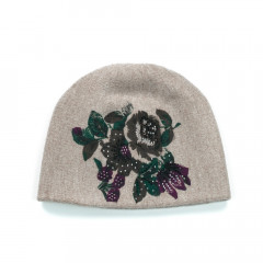 Caciula bej cu imprimeu floral