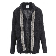 Cardigan Hours negru cu blana de la Vero Moda