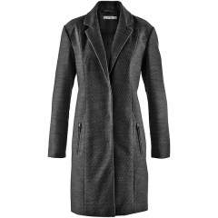 Palton din material cu structura negru/ecru