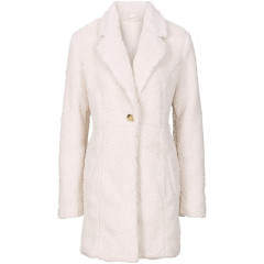 Palton scurt, imitatie de blana ecru