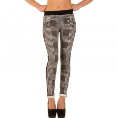 Colanti cu imprimeu frontal in carouri si fermoare metalice