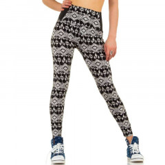 Colanti sic, cu talie inalta si imprimeu alb-negru