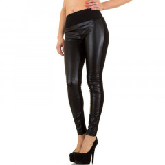 Colanti sic, de culoare neagra, cu partea frontala din piele ecologica