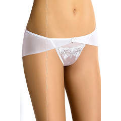Chiloti eleganti, de culoare alba, din tul transparent, cu broderie