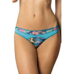Chiloti tanga moderni, de culoare turcoaz, cu imprimeu floral
