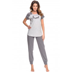 Pijama moderna, din bumbac, de culoare gri