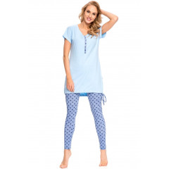 Pijama trendy, din bumbac, cu bluza lunga si colanti