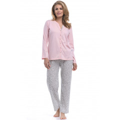 Pijama din bumbac, bicolora, cu animal print