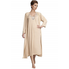 Halat de baie crem, lung, elegant
