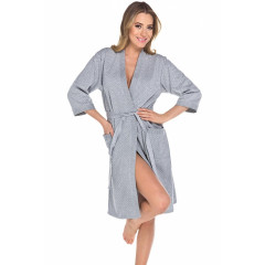 Halat de baie gri cu cordon