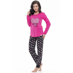 Pijamale lungi negru cu roz