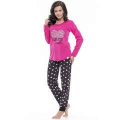 Pijamale lungi negru cu roz