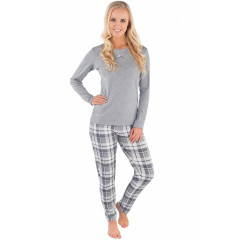 Pijamale gri cu pantaloni in carouri