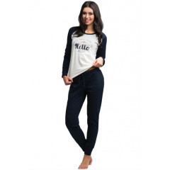 Pijamale lungi alb cu negru