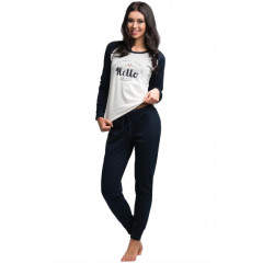 Pijamale lungi alb cu negru