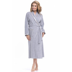 Halat de baie lung, gri, cu cordon