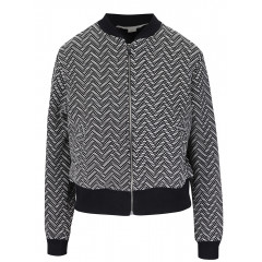 Jacheta bomber Miss Selfridge cu model alb cu negru