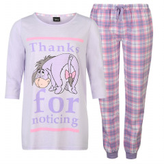 Pijamale gri cu mov, cu magarusul din Winnie the Pooh