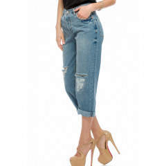 Blugi boyfriend cu aspect uzat