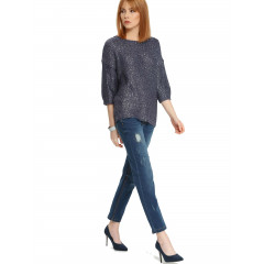 Pulover cu maneci 3/4 si particule sclipitoare