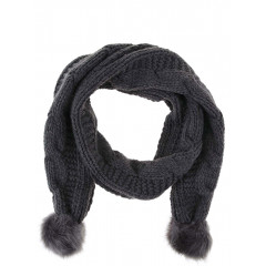 Fular gri Vero Moda Hege cu ciucuri