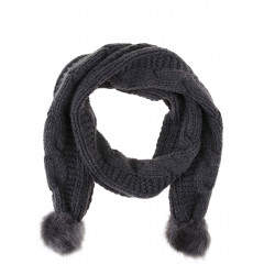 Fular gri Vero Moda Hege cu ciucuri