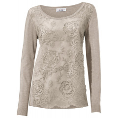 Pulover cu aspect oil-dyed si dantela in fata