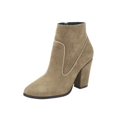 Botine elegante din piele intoarsa, bej